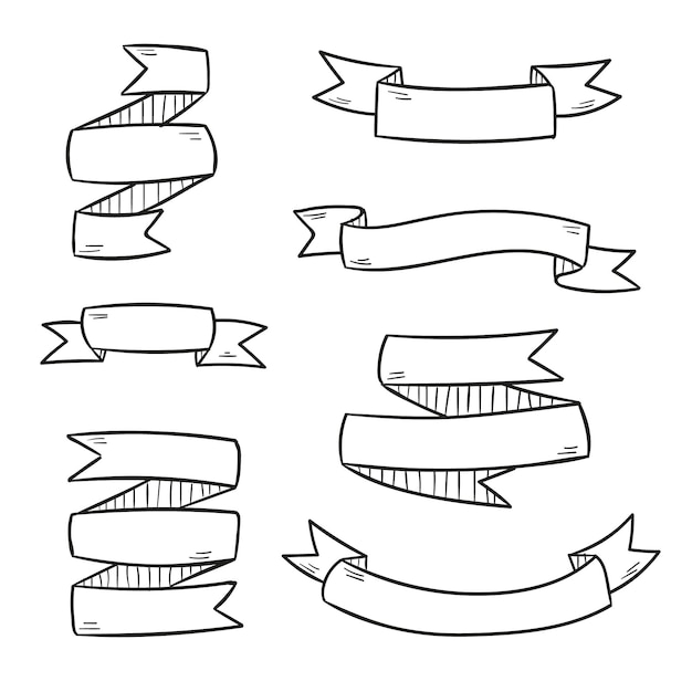 Vettore collezione di nastri disegnati a mano