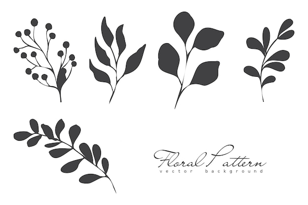 Vector collection of hand drawn spring flowers and plants monochrome vector illustrations in sketch style