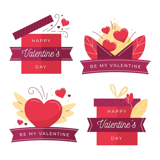 Vector collection of hand drawn valentine's day badges