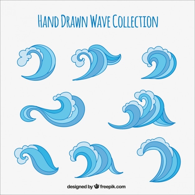 Collection of hand-drawn waves