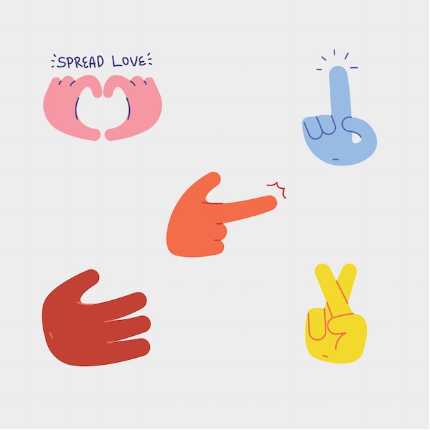 Vector collection of hand gesture creative vector flat illustration