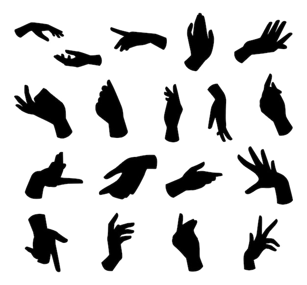 Collection of Hand Icon set  isolated flat vector Silhouettes