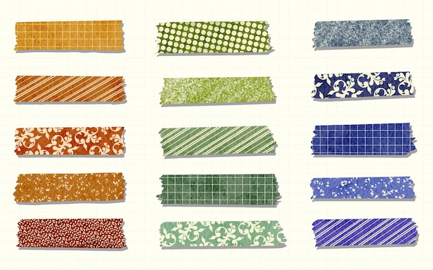 Vector collection of hand painted watercolor lovely washi tapes