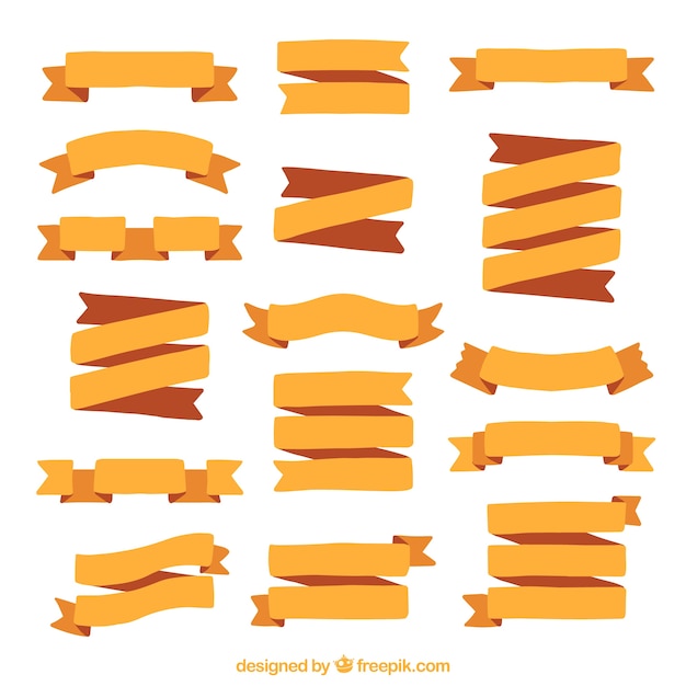 Vector collection of hand-painted yellow ribbons