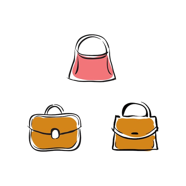 Collection of handbags, vector illustrations on white background.