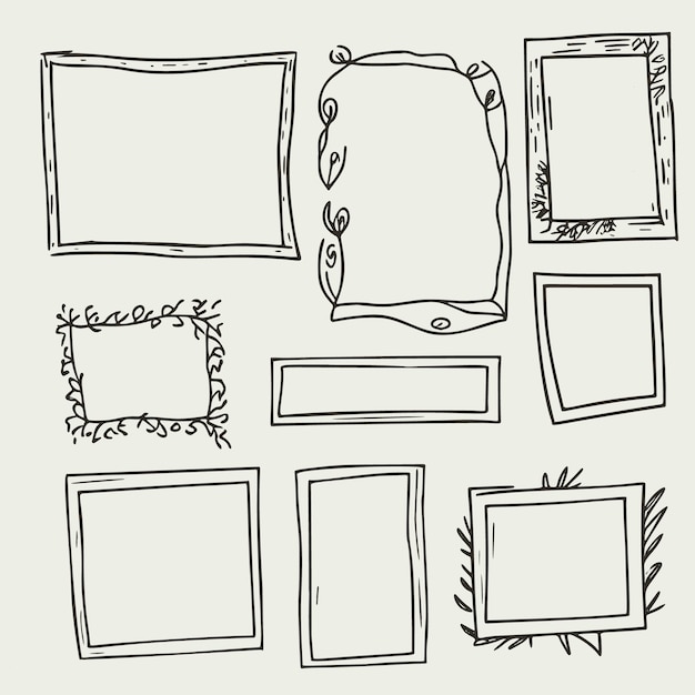 Vector a collection of handdrawn sketched frames