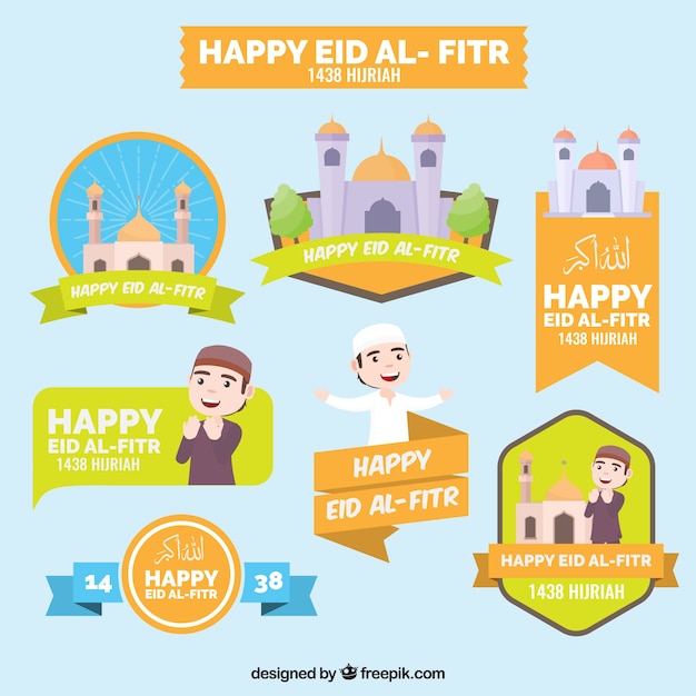 Collezione di adesivi felici eid al fitr