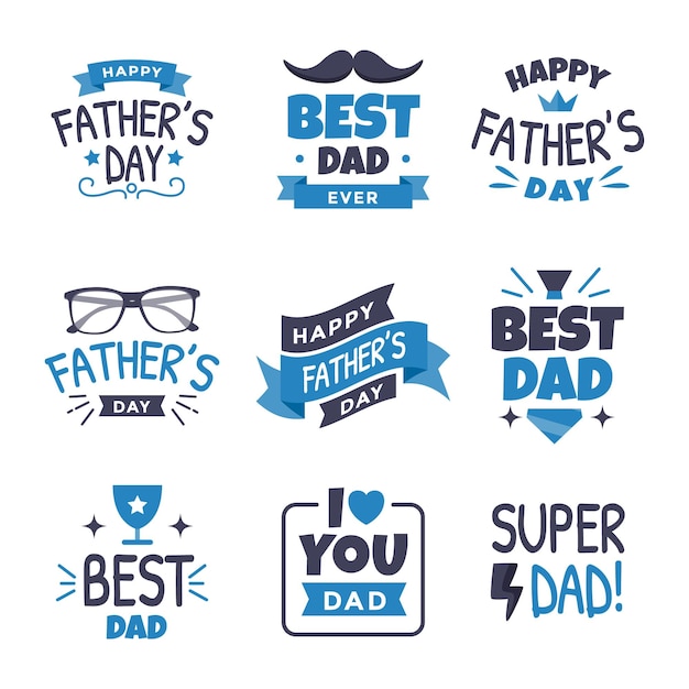 Vector a collection of happy fathers day labels