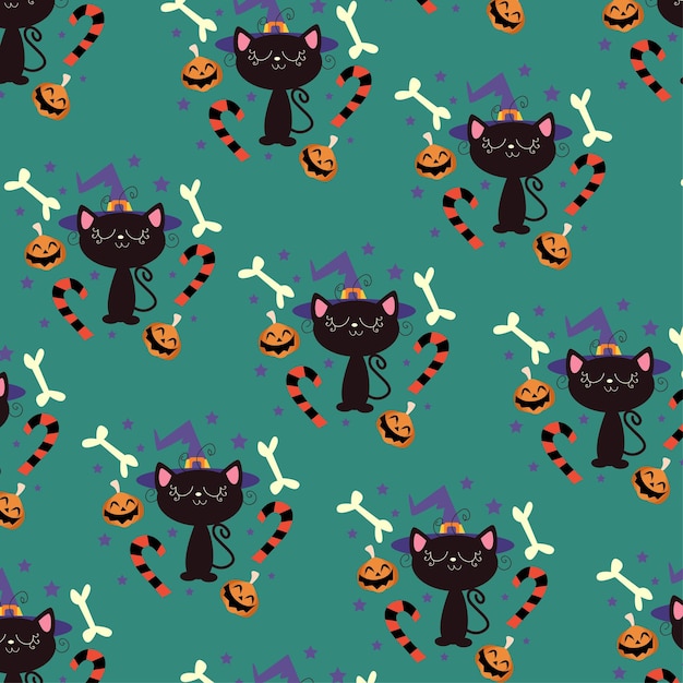 Collection of happy halloween patterns suitable for textile design and wrapping paper