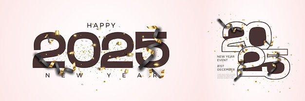 Vector collection of happy new year numbers 2025 2025 with several unique numbers ptrmium vector design for banner poster template new year 2025