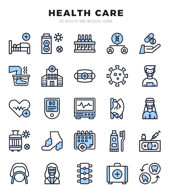 Collection of HEALTH CARE 25 Two Color Icons Pack