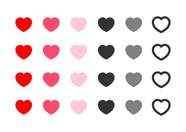 Vector collection of heart illustrations love symbol icon set love symbol vector editable strokes thin line heart icon red heart vector white background
