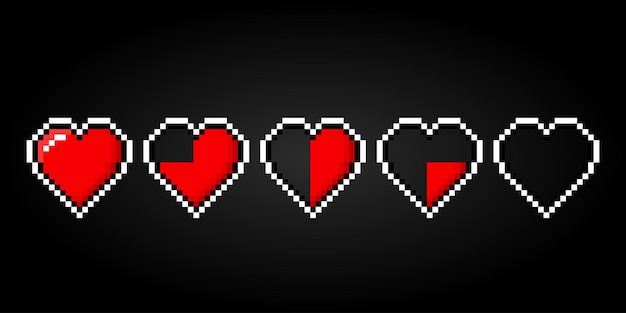 8ビットゲームのピクセルアートの心のコレクション