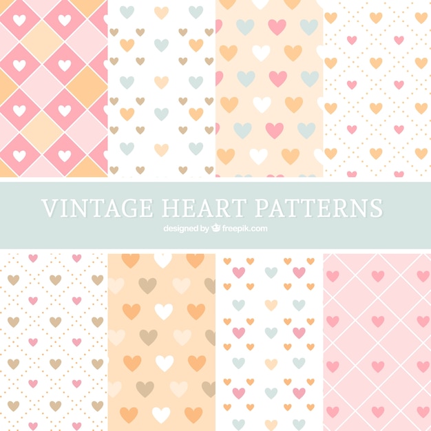 Vector collection of hearts patterns in flat design