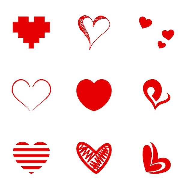 a collection of hearts and a red heart
