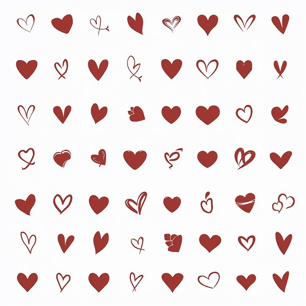 Vector a collection of hearts with a red and white background