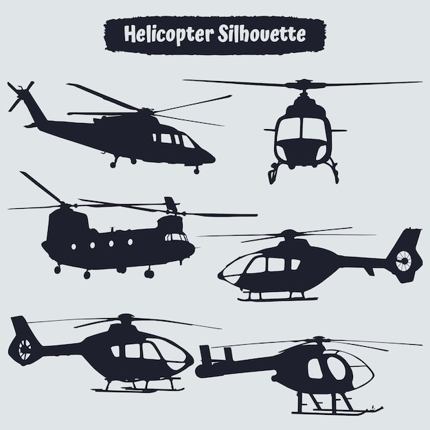 Collection of Helicopter silhouettes in different positions