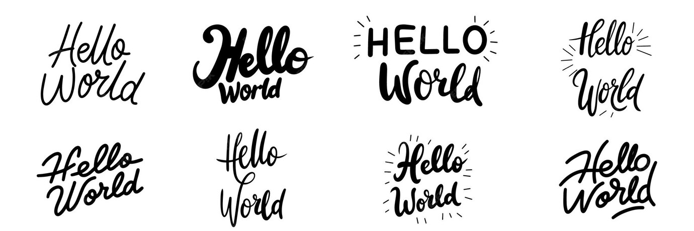 Premium Vector | Collection of hello world text banner isolated on ...