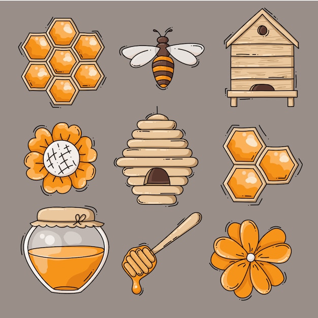 Vector collection of honey items