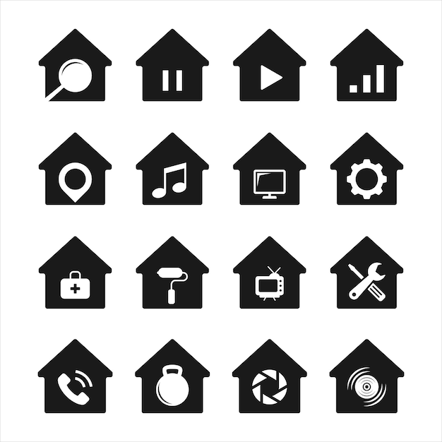 Collection of house icon shapes with various combinations. premium vectors.