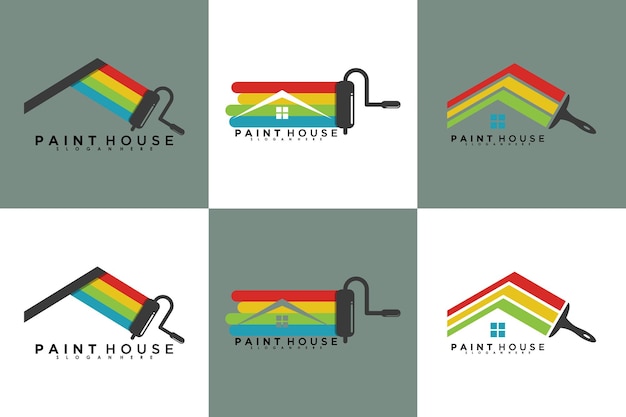 Vector collection of house paint logo design with creative concept