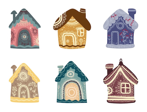 Vector collection of houses with ornaments