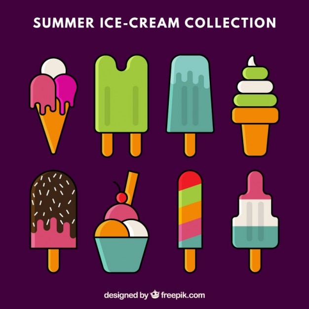 Collection of ice-cream with outline