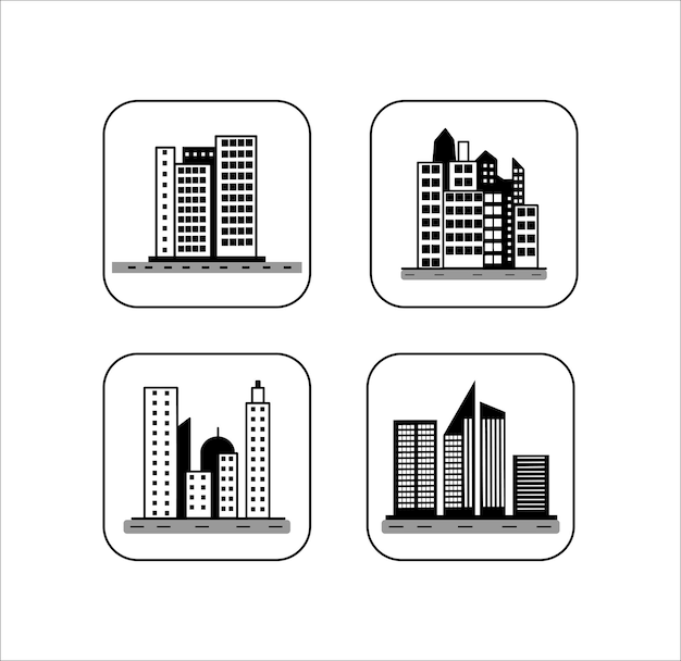 Collection of Icon Building Skycrapers Illustrations