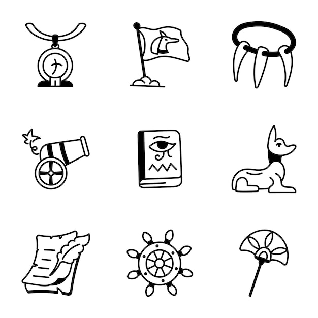 A collection of icons for the book of life.