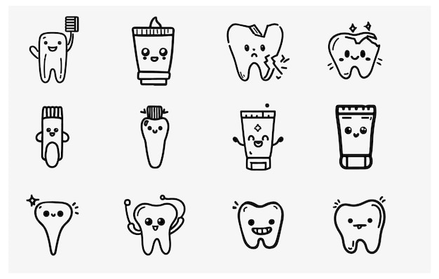 Una raccolta di icone per un'app dentale.