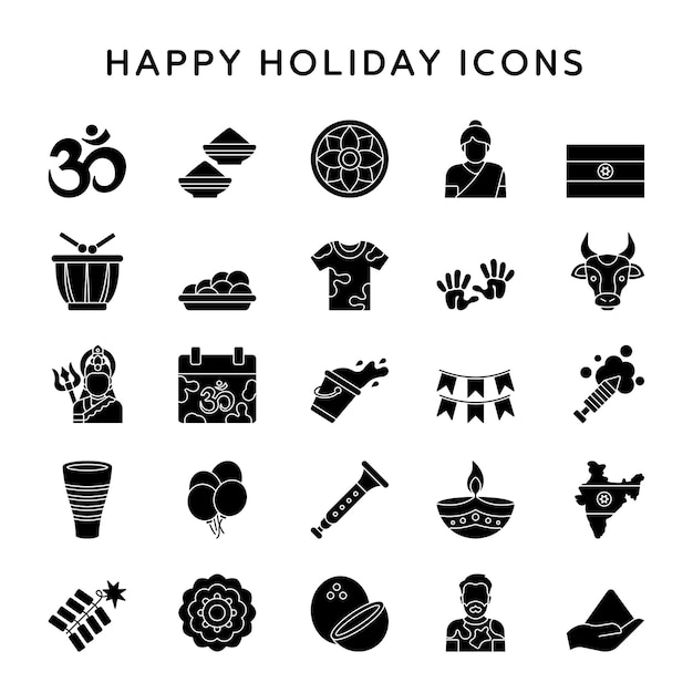 Vector a collection of icons for happy holiday icons.