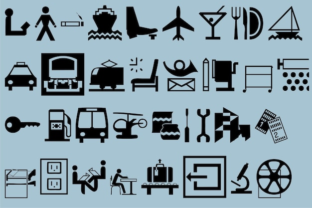 A collection of icons including a lounge, lounge, and other things.