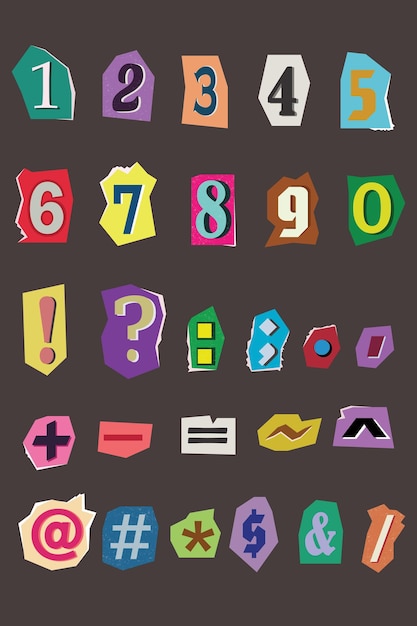 アルファベットの数字を含むアイコンのコレクション
