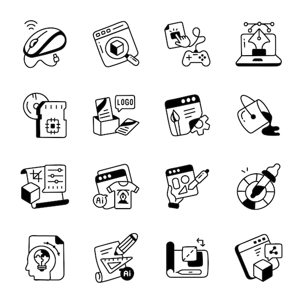 A collection of icons including one that says 