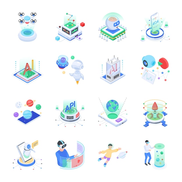 A collection of icons for the new science and technology app.