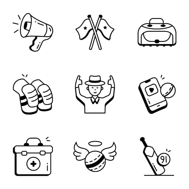 A collection of icons for the new year's eve.