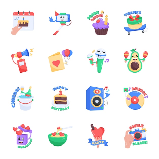 A collection of icons for the new year.