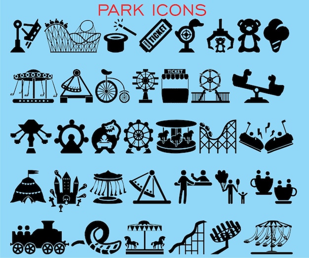 A collection of icons for park icons.