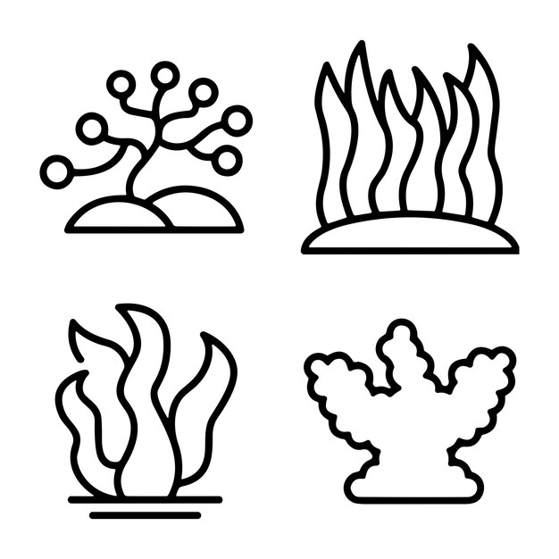 Vector collection of icons related to sea life including icons like anchor fish coral diving helmet