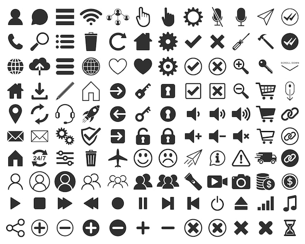 a collection of icons and symbols Vector illustration Isolated white background