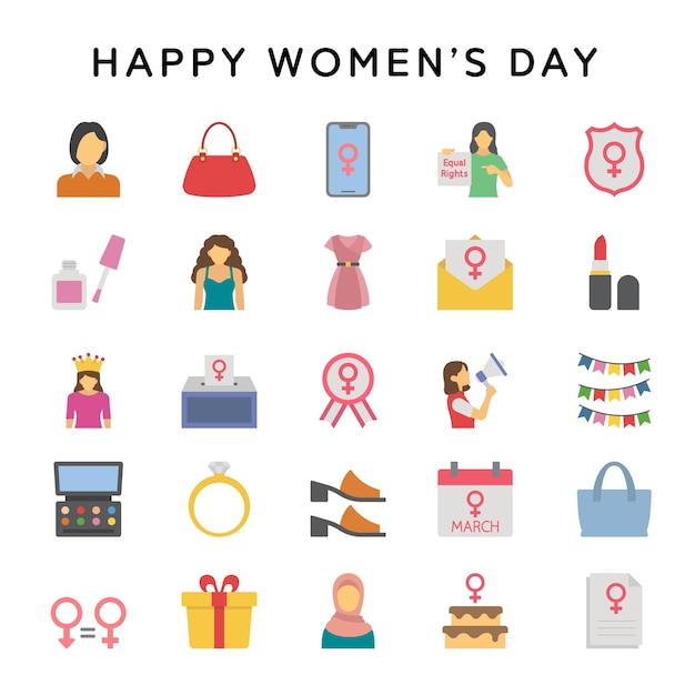 Vector a collection of icons for women's day