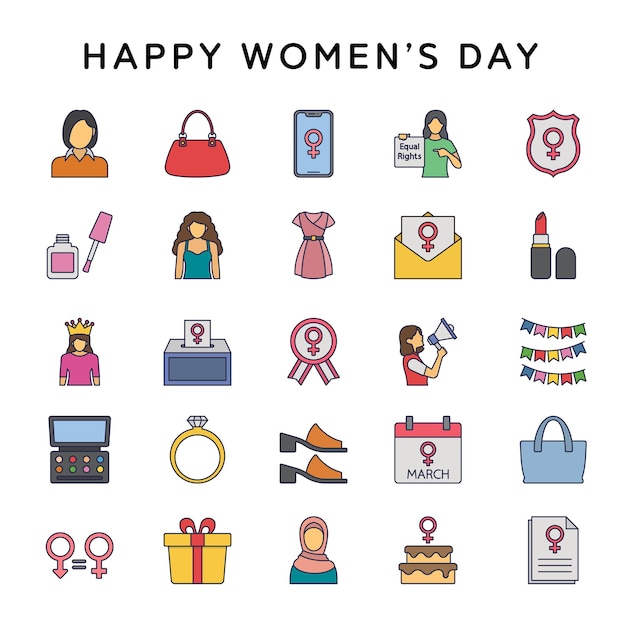 A collection of icons for women's day.