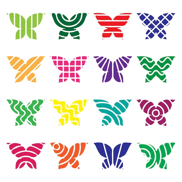 Vector collection of illustrated butterfly icons