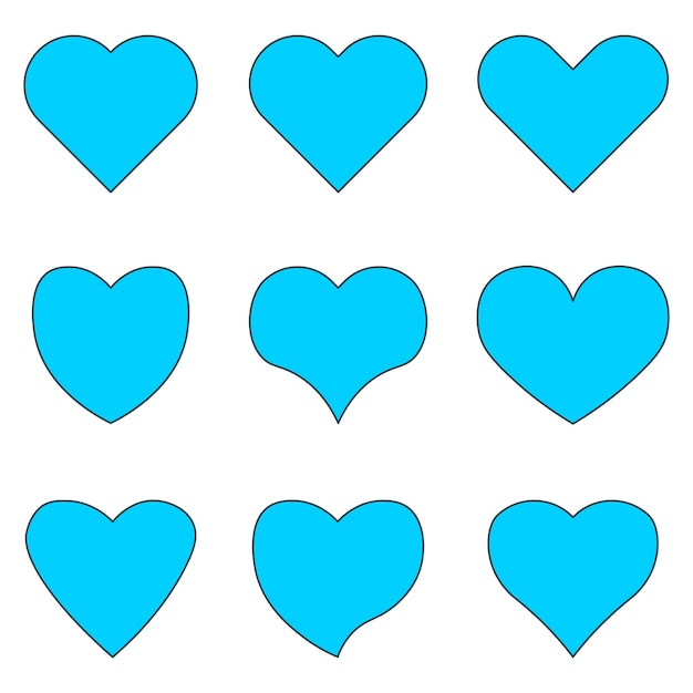 Collection of Illustrated Heart Icons with Different Shapes