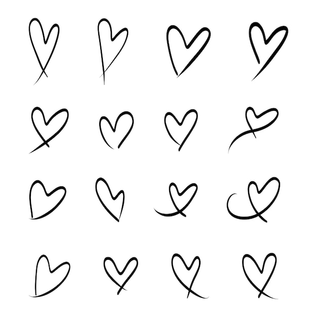 Collection of illustrated heart icons