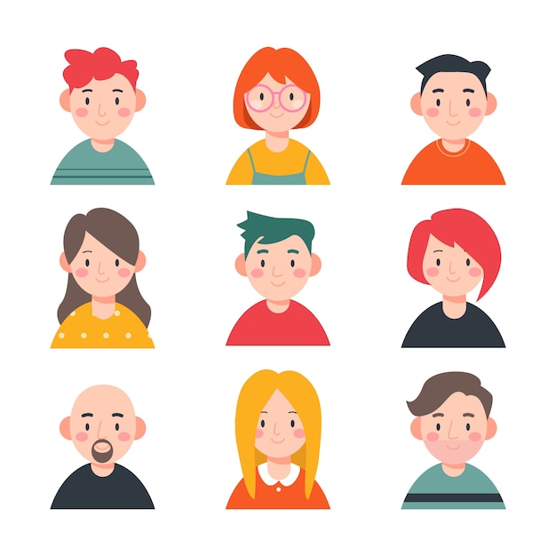 Raccolta di avatar di persone illustrate