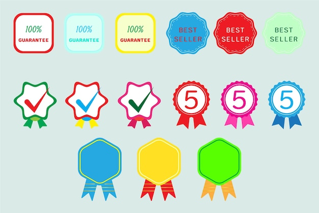 Collection illustration Award quality guarantee and Premium quality certificate .Set of guarantee quality.
