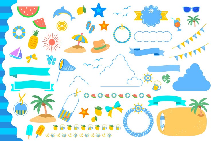 Vector 해변을 주제로 한 일러스트 모음입니다.
