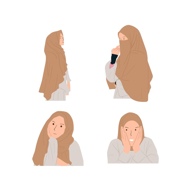 히잡 여성의 삽화 모음