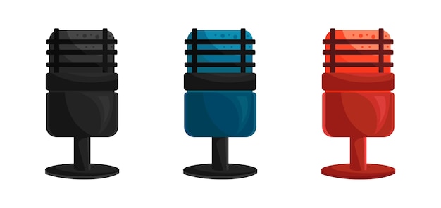 Collection of illustrations of microphones in different colors.